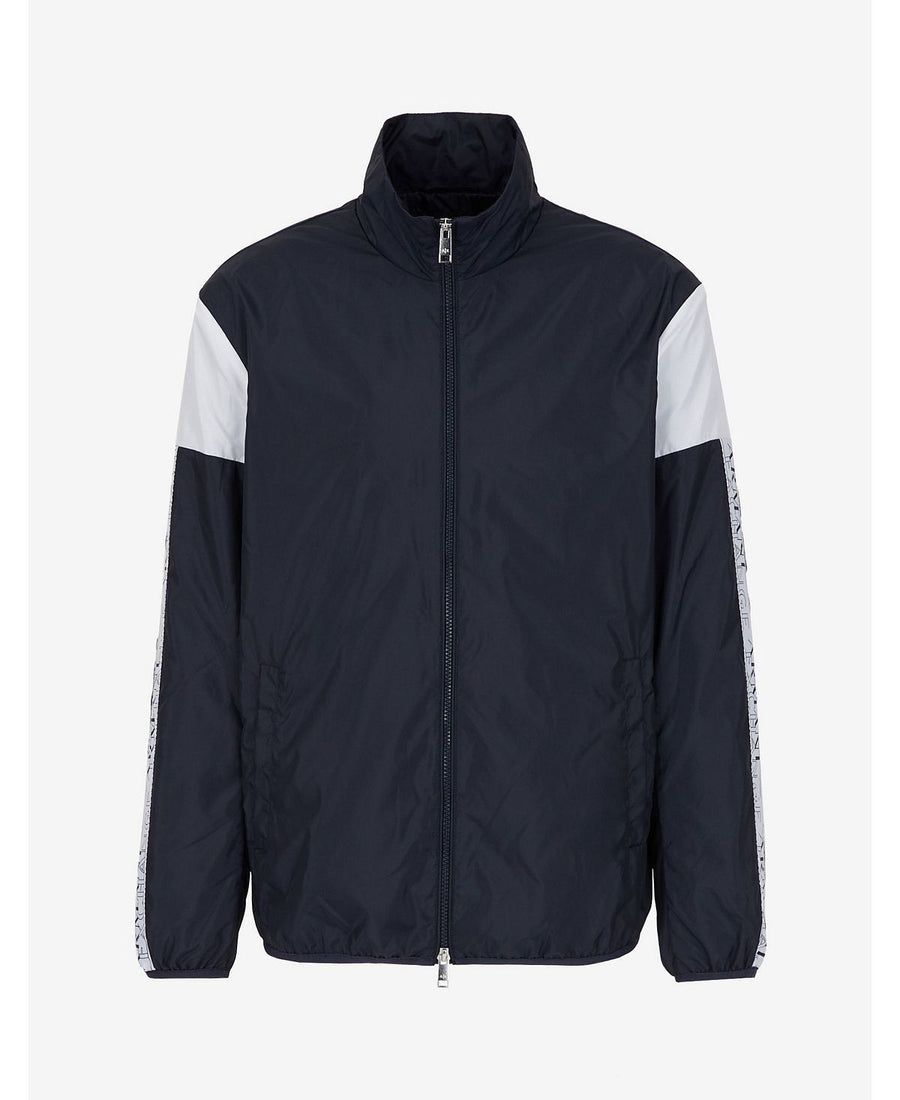 A|x Armani Exchange | Sleeve Logo Stripe Zip-up Navy/White