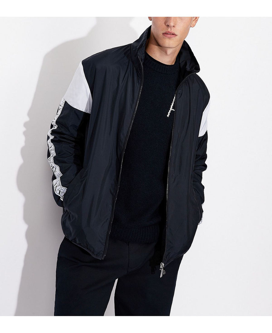 A|x Armani Exchange | Sleeve Logo Stripe Zip-up Navy/White