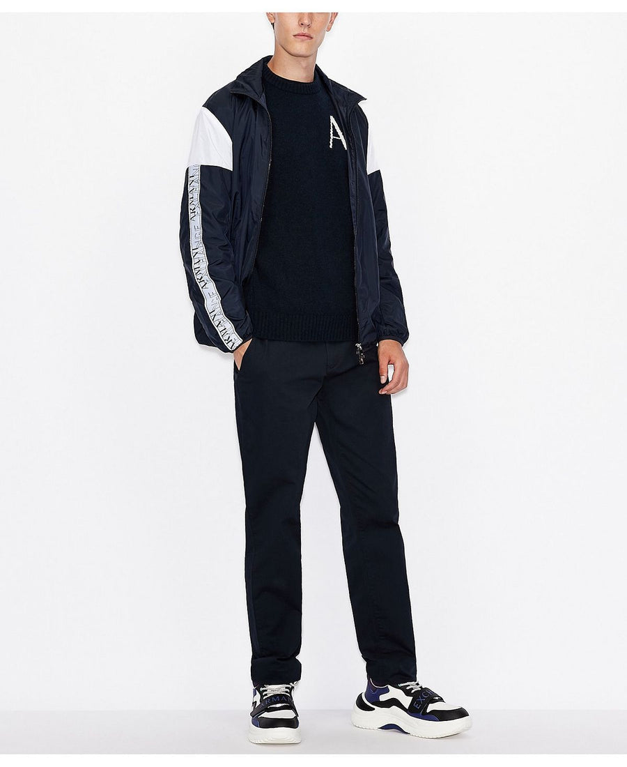 A|x Armani Exchange | Sleeve Logo Stripe Zip-up Navy/White