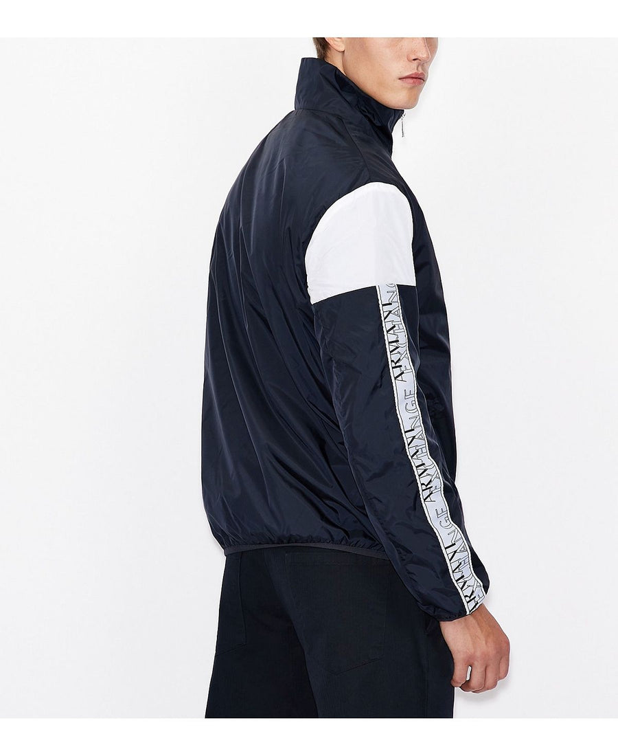A|x Armani Exchange | Sleeve Logo Stripe Zip-up Navy/White