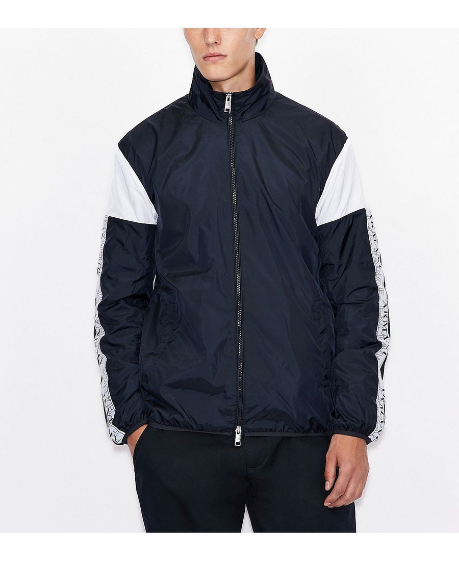 A|x Armani Exchange | Sleeve Logo Stripe Zip-up Navy/White