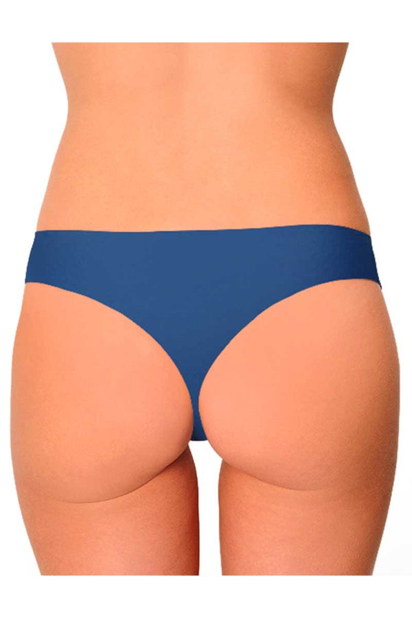 AQS 3Pk Blue Flowers Laser Cut Thong