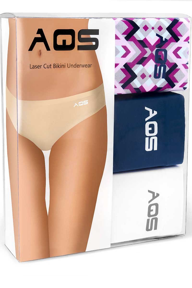 AQS 3Pk Geometric Laser Cut Bikini Brief