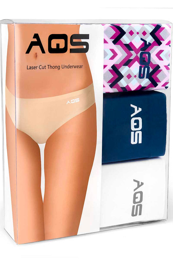 AQS 3Pk Geometric Laser Cut Thong