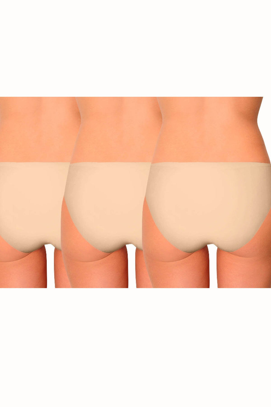AQS 3Pk Nude Laser Cut Bikini Brief