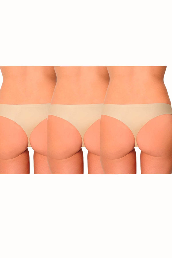 AQS 3Pk Nude Laser Cut Thong