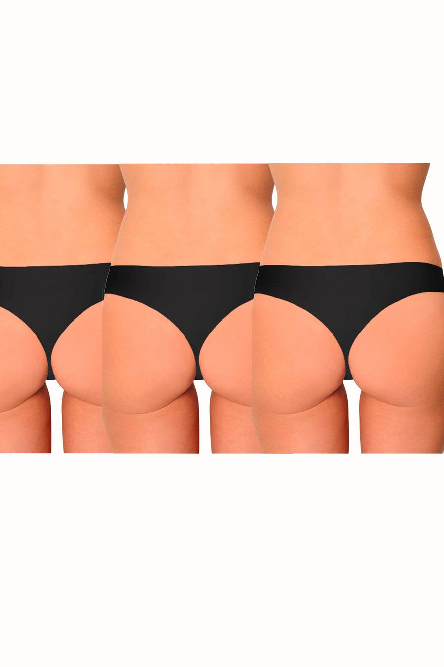 AQS 3Pk Tropical Black Laser Cut Thong