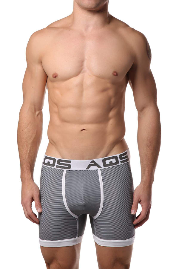 AQS Black/Grey/White Stripe Boxer Brief 3-Pack