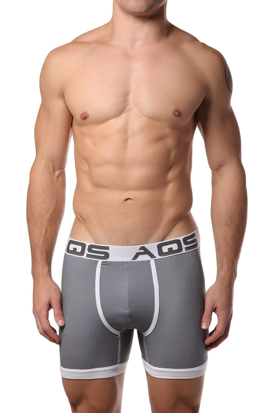 AQS Black/Grey/White Stripe Boxer Brief 3-Pack