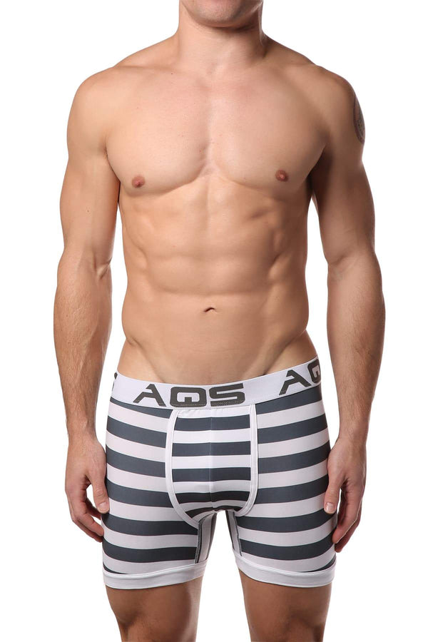 AQS Black/Grey/White Stripe Boxer Brief 3-Pack