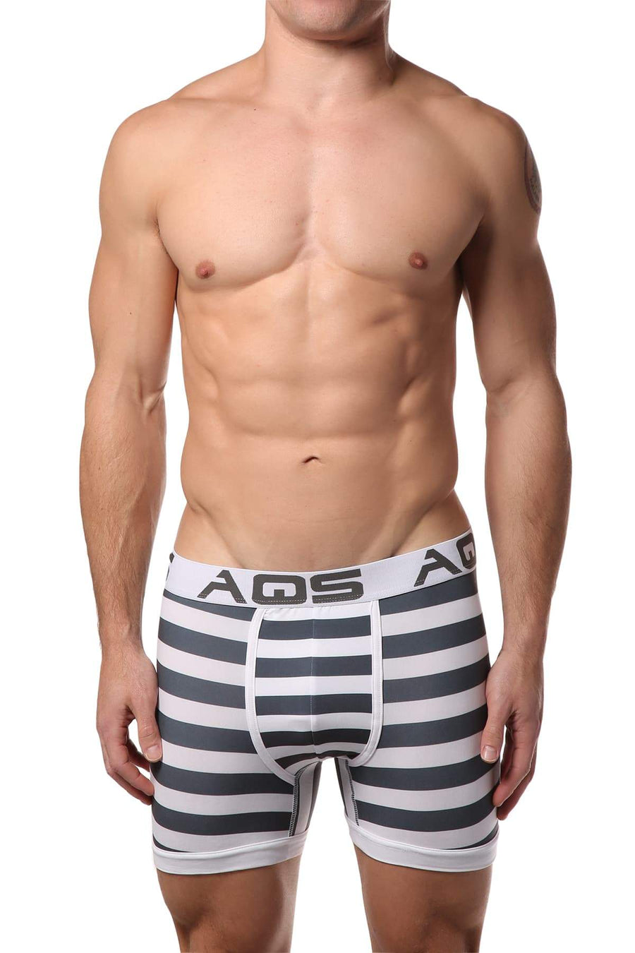 AQS Black/Grey/White Stripe Boxer Brief 3-Pack