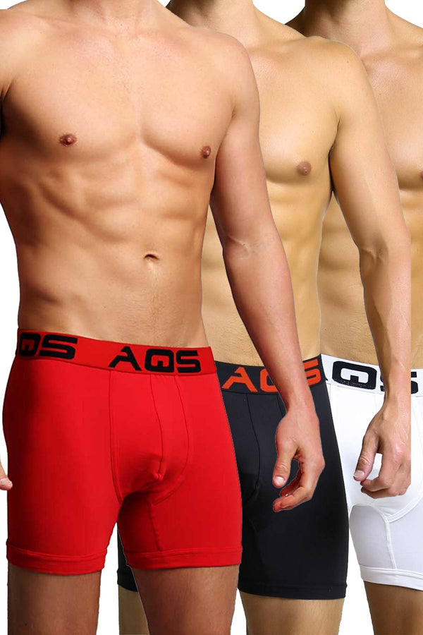 AQS Red/Black/White Boxer Brief 3-Pack