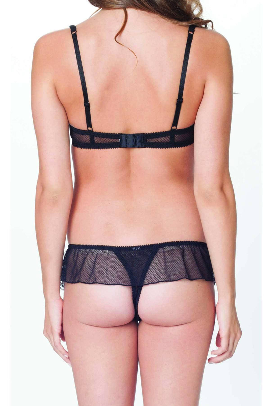 Affinitas Black Coco Embroidered Thong