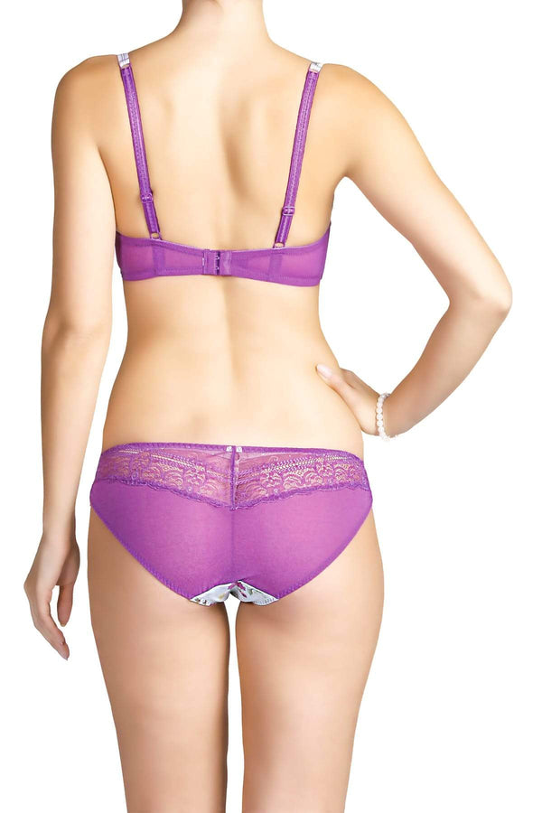 Affinitas Bright Violet Floral Half Padded Bra