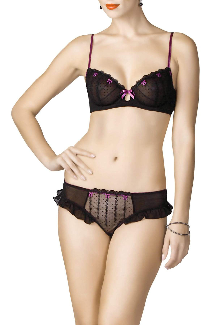 Affinitas Georgina Black & Violet Wire Bra