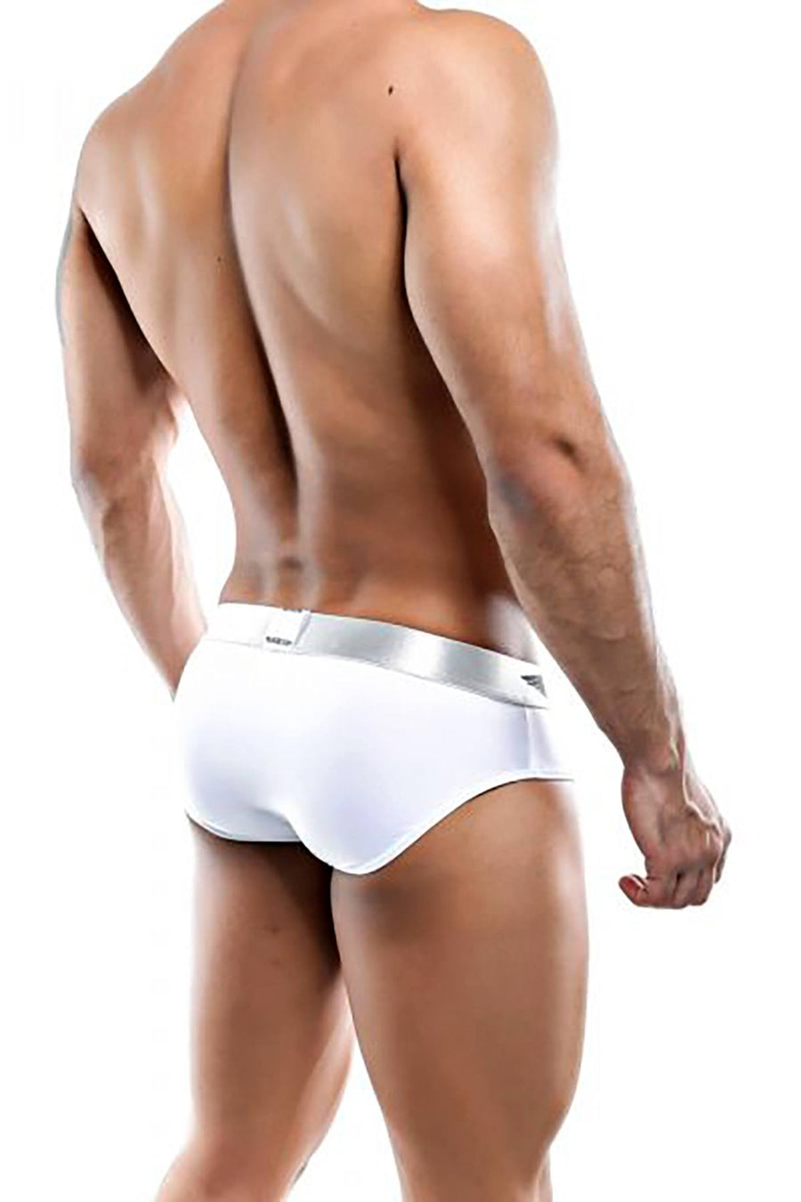 Agacio White/Silver Mesh-Insert Bikini Brief