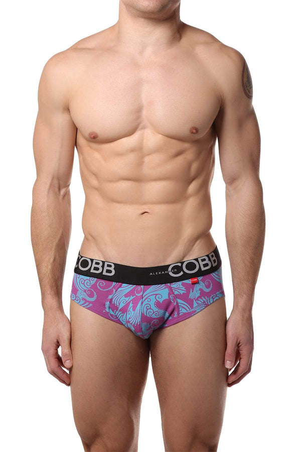 Alexander Cobb Pink & Blue Maori Tattoo Slip Brief