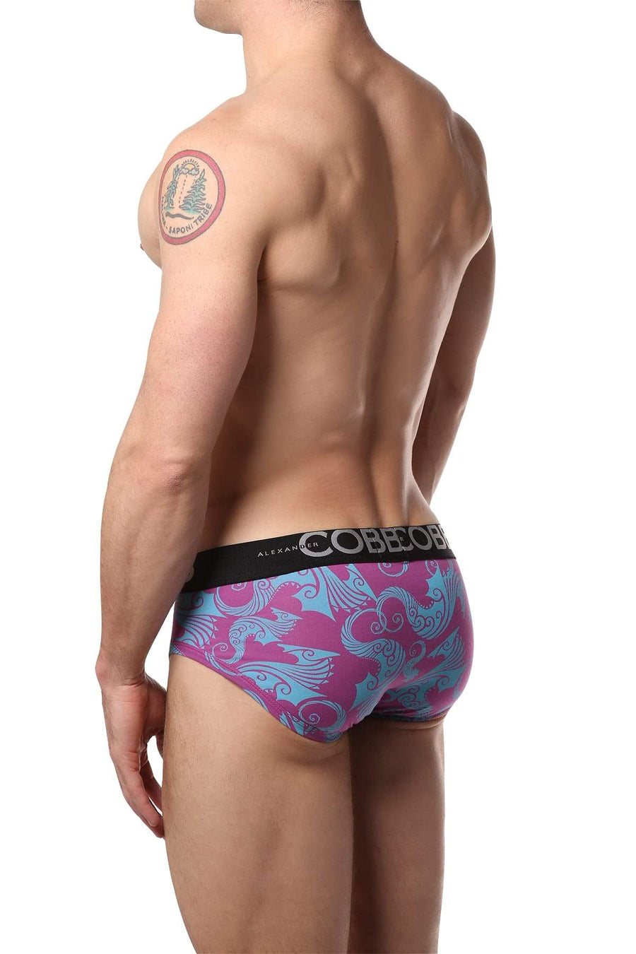 Alexander Cobb Pink & Blue Maori Tattoo Slip Brief