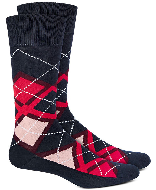 Alfani Argyle Socks / Navy Red Combo