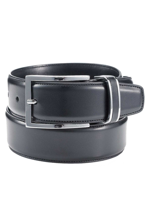 Alfani Black Stitched Trim Silver Buckle Dress Belt