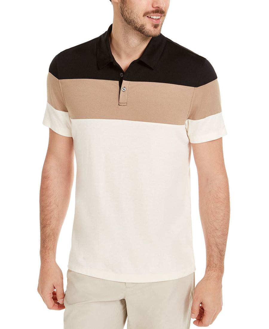 Alfani Colorblocked Polo Shirt Sand