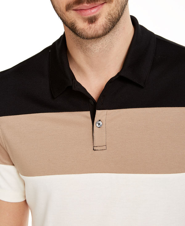Alfani Colorblocked Polo Shirt Sand