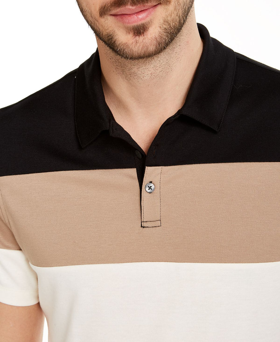 Alfani Colorblocked Polo Shirt Sand