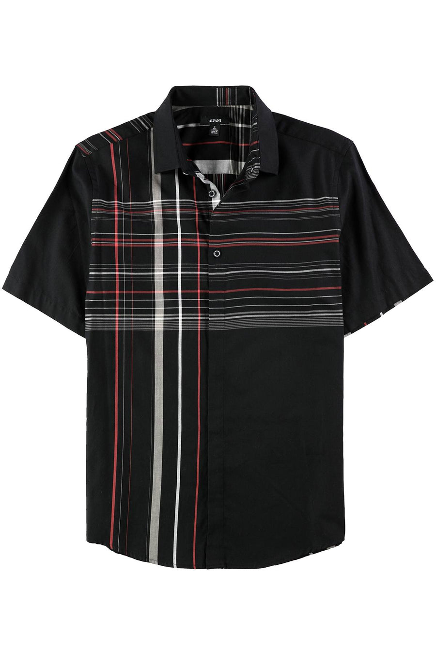 Alfani Deep Black Henrick Plaid Shirt
