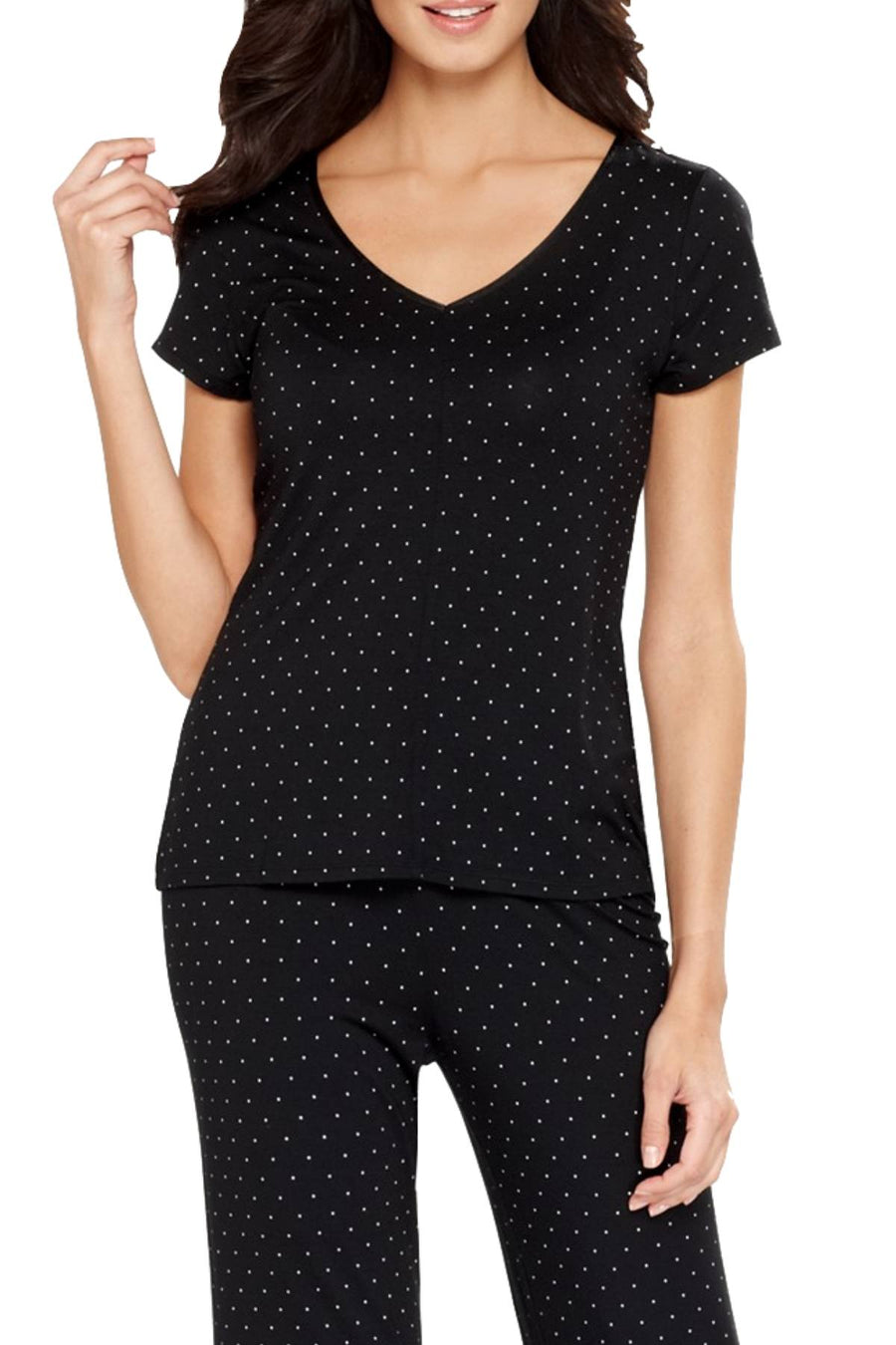 Alfani Essentials Lounge Top in Onyx Pindot