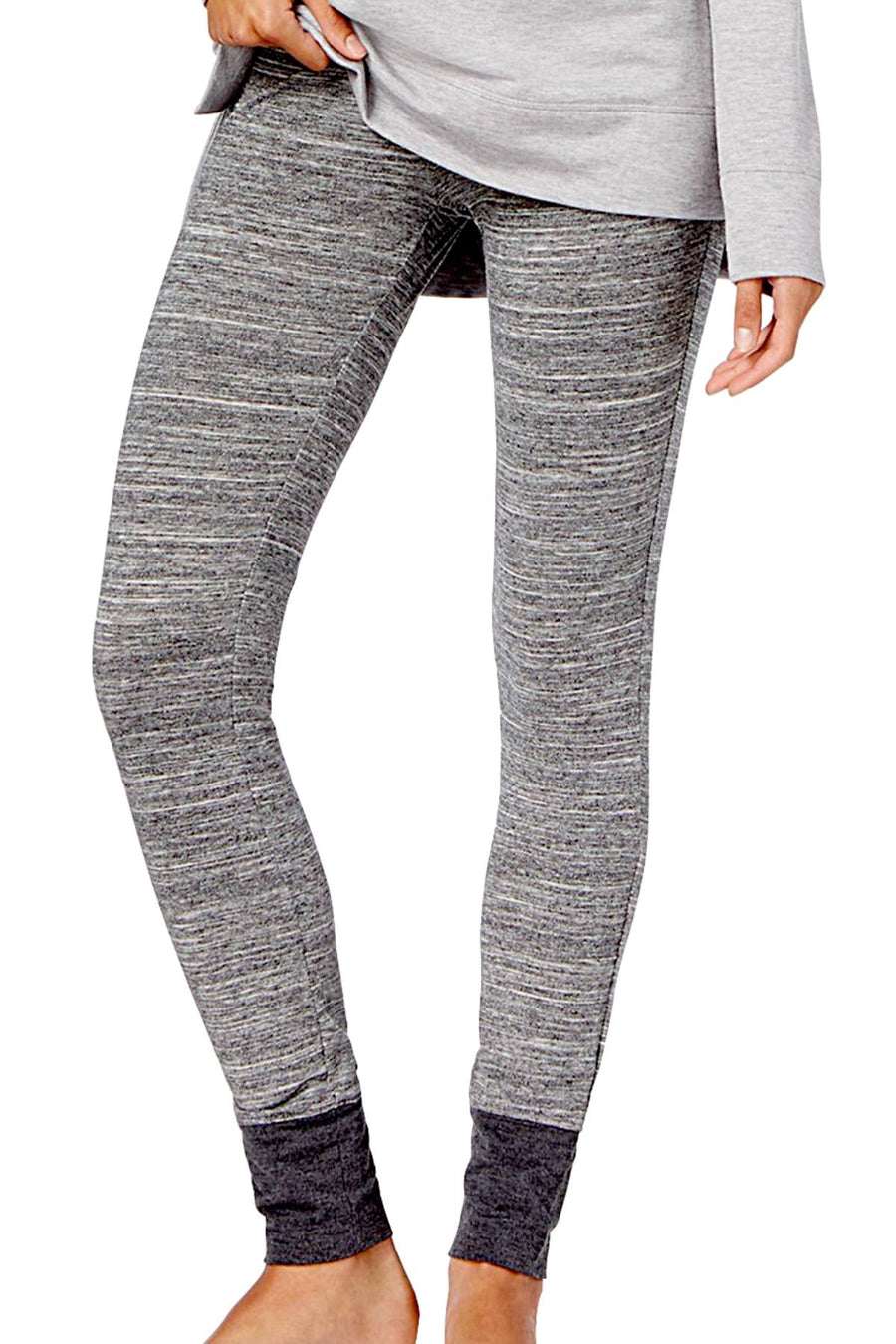 Alfani Intimates Charcoal-Grey Space-Dye Printed Jogger Pajama Pant