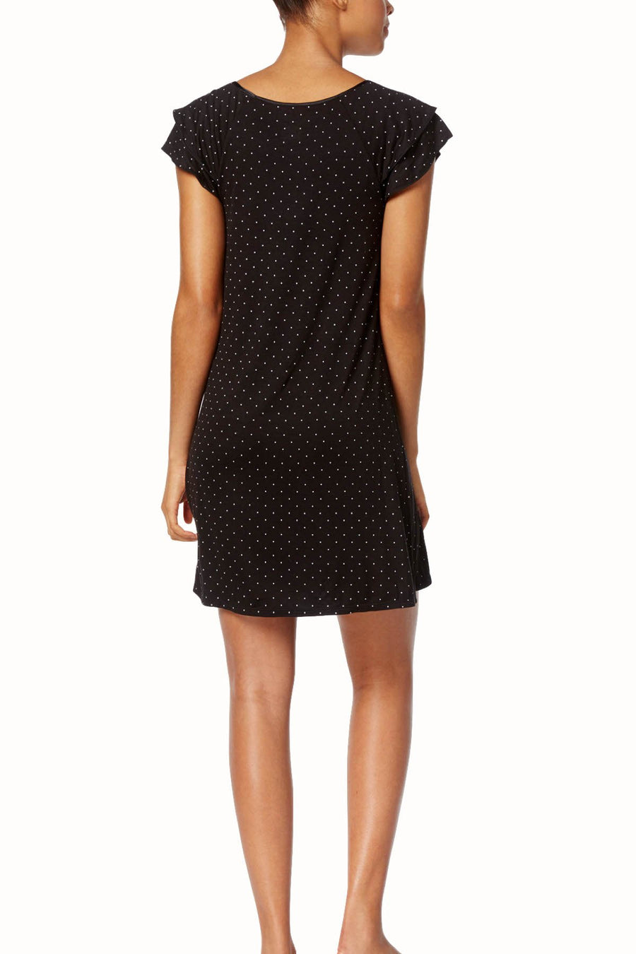 Alfani Intimates Onyx Pindot Flutter Sleeve Short Nightgown