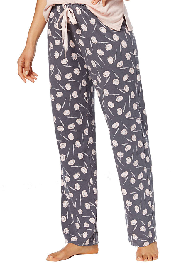 Alfani Knit Lounge Pant in Grey/Pink Floral