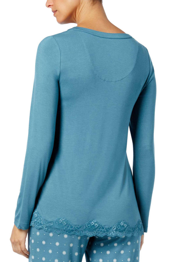 Alfani Lace Trim Lounge Tunic in Aqua Smoke