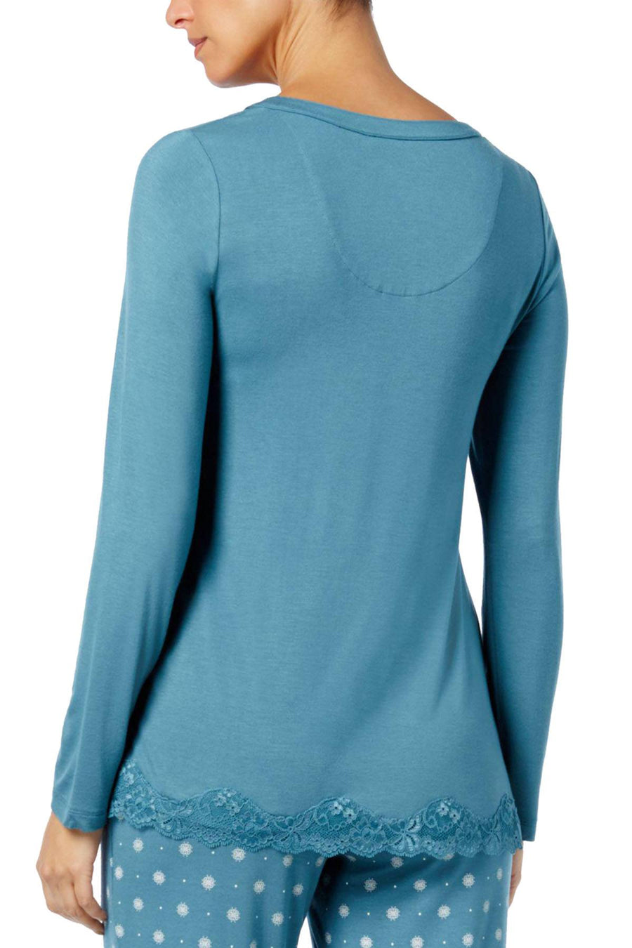 Alfani Lace Trim Lounge Tunic in Aqua Smoke