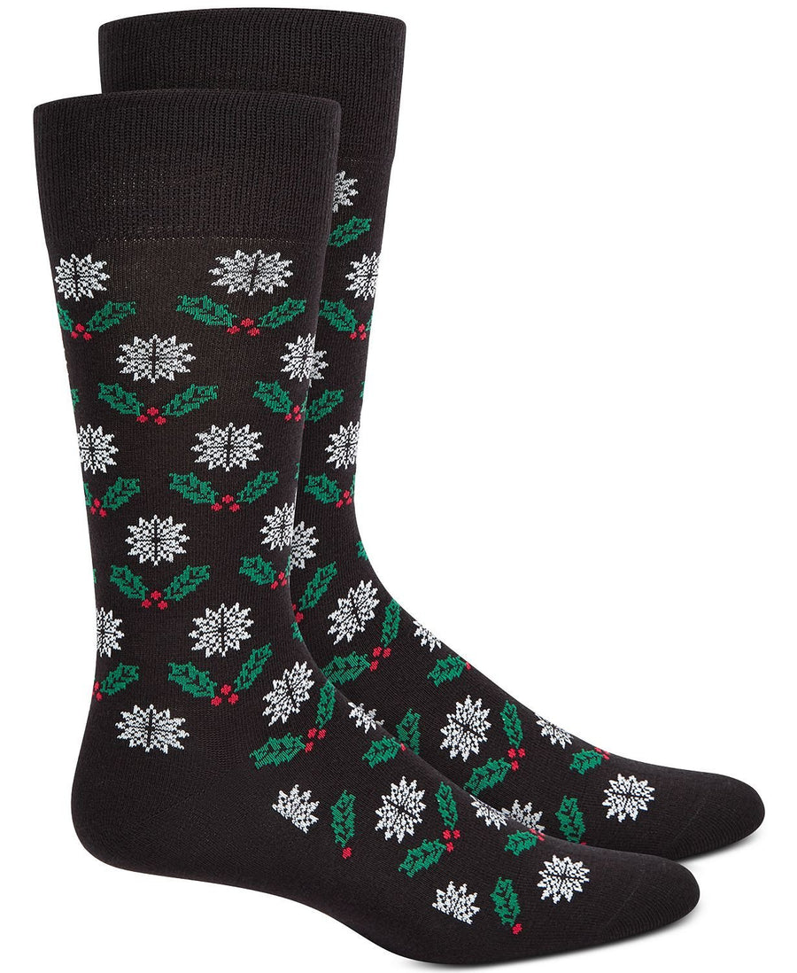 Alfani Mistletoe Socks Black Green Red