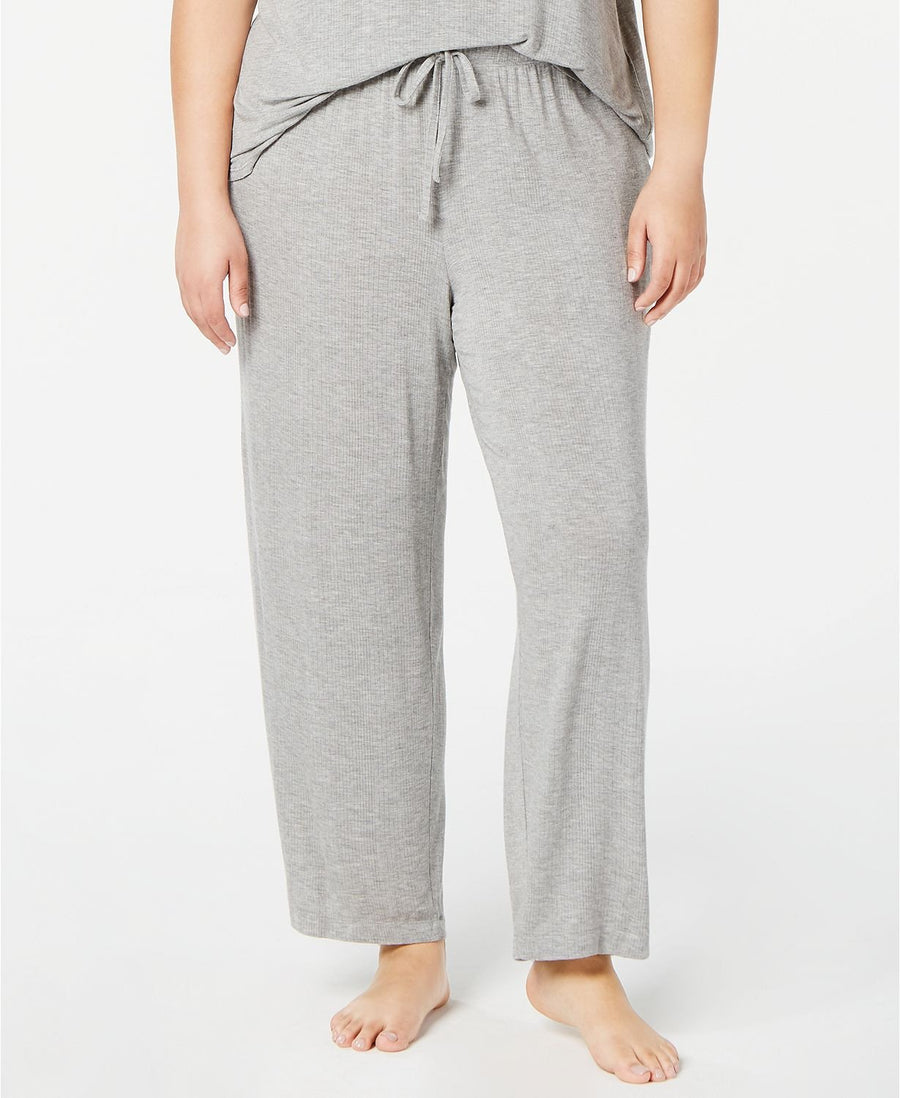 Alfani PLUS Ribbed Knit Pajama Pant in Heather Grey