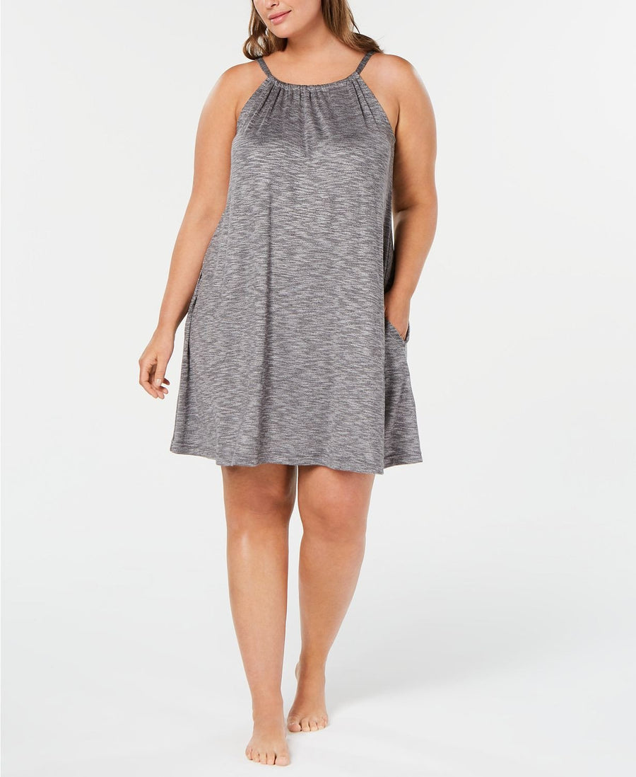 Alfani PLUS Scoop Neck Knit Chemise Nightgown in Oxford Heather