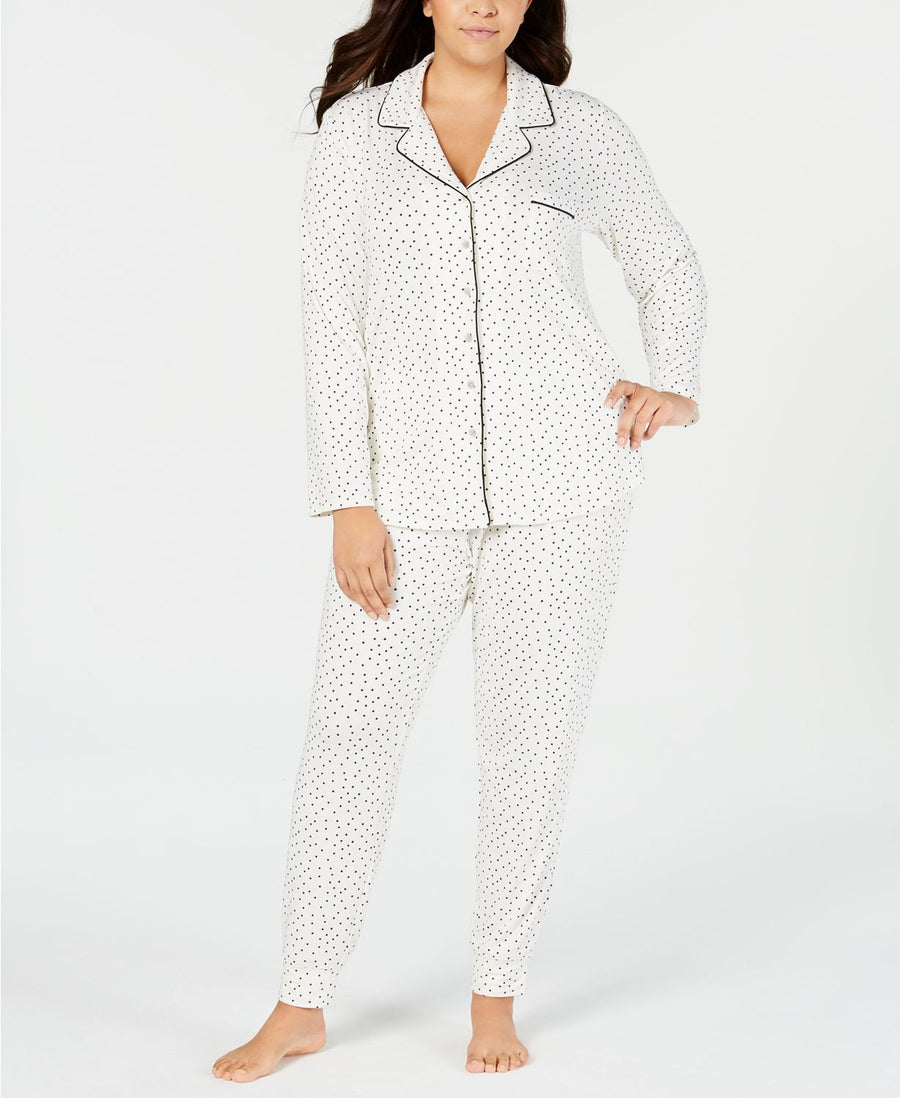 Alfani PLUS Super Soft Notch Neck Printed Pajama Set in Ditsy Star
