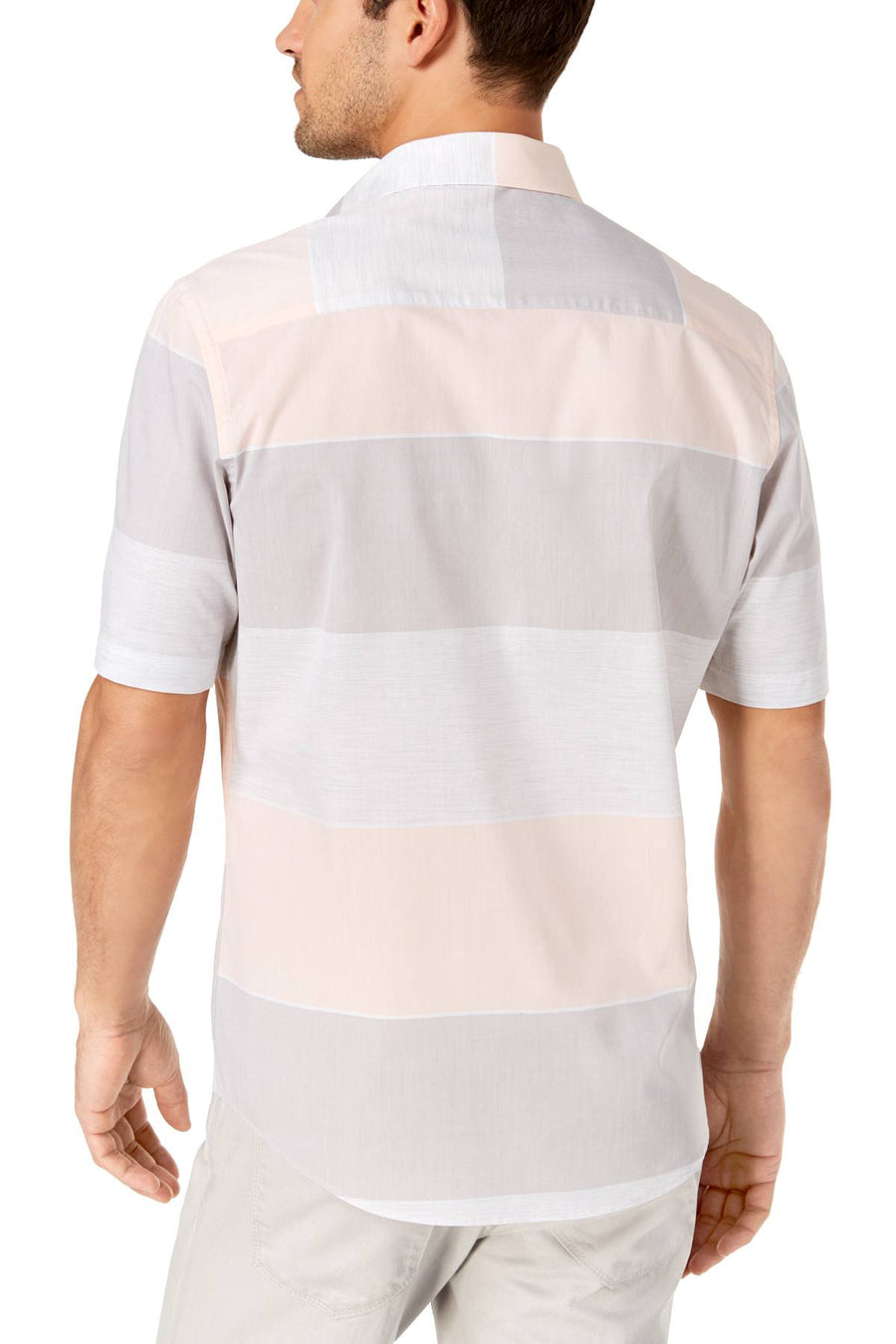 Alfani Peachy Keen Heathered Large Stripe Shirt