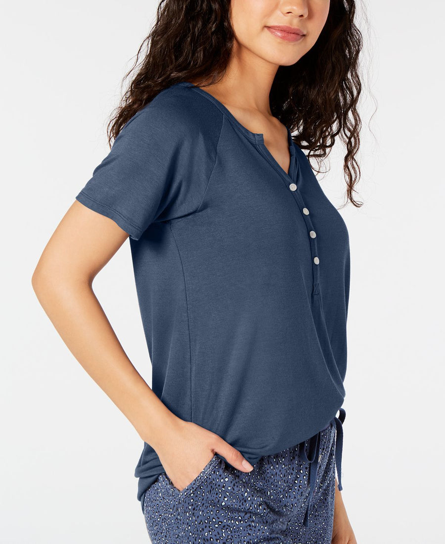 Alfani Super Soft Henley Pajama T-shirt Night Sea
