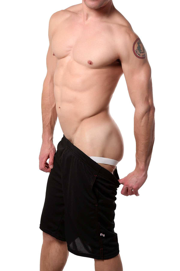 American Jock Black 17-In Workout Short w/Built-In Jockstrap