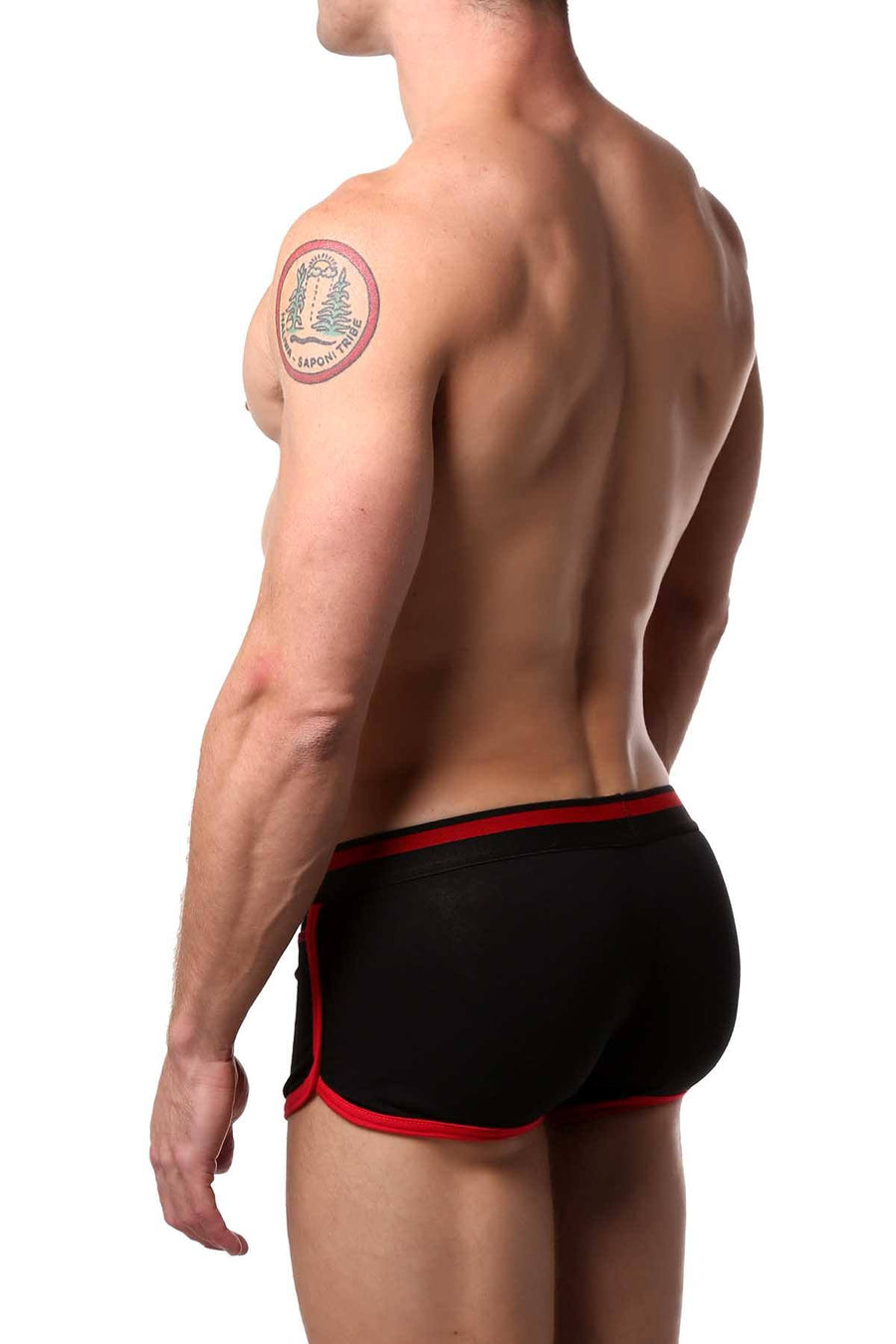 American Jock Black/Red Athletic Square-Cut Brief