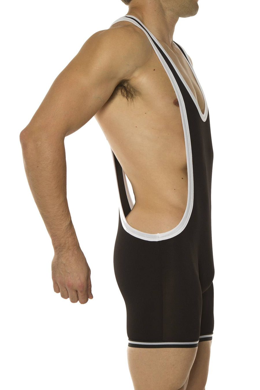 American Jock Black Zephyr Mesh Wrestling Singlet
