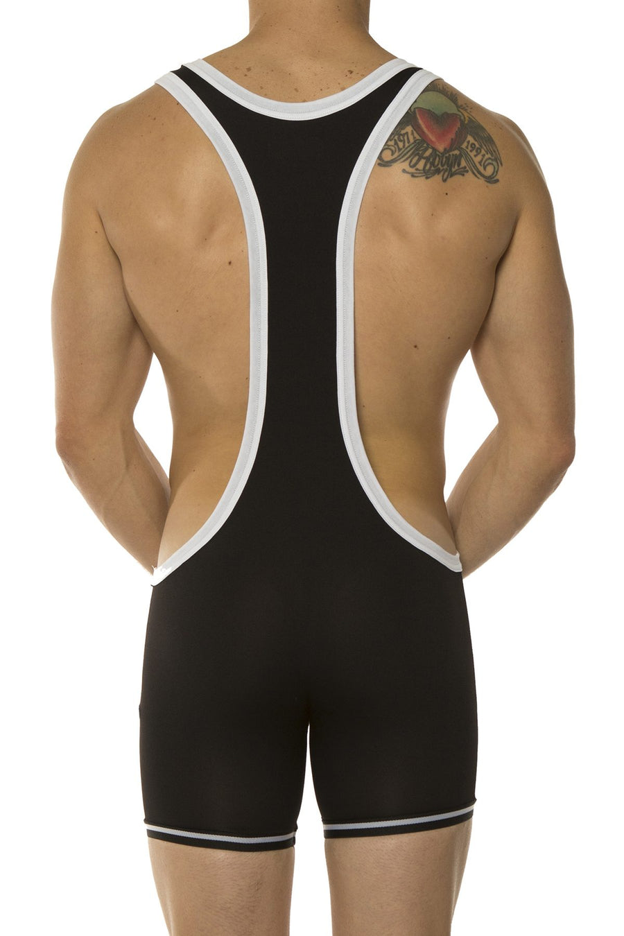 American Jock Black Zephyr Mesh Wrestling Singlet