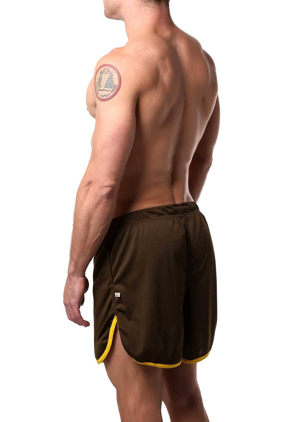 American Jock Olive/Yellow Aktivo Short w/ Built in Jocktrap