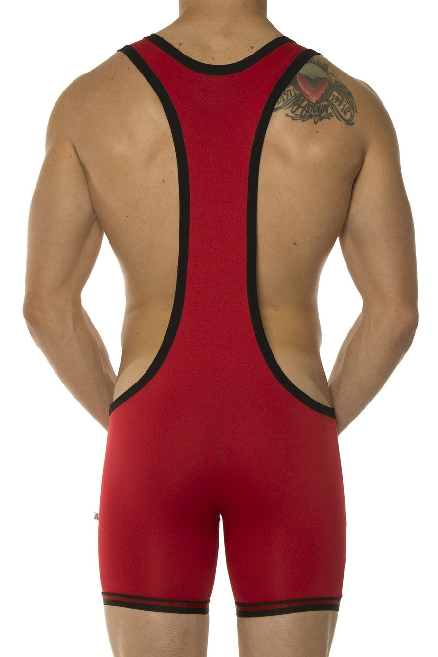 American Jock Red Zephyr Mesh Wrestling Singlet