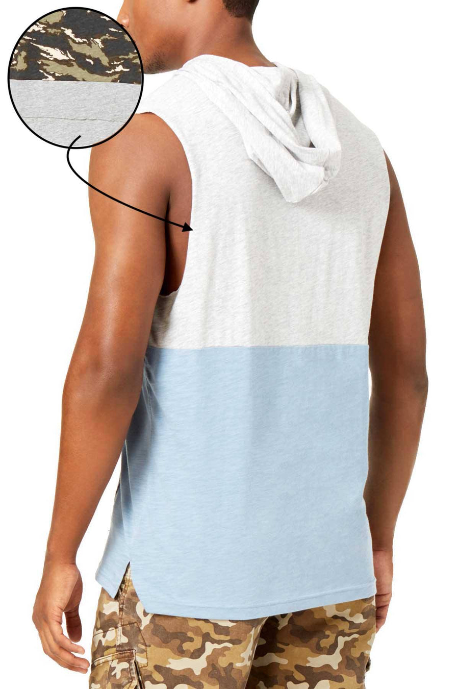 American Rag Black Shadow Camo Colorblocked Sleeveless Hoodie