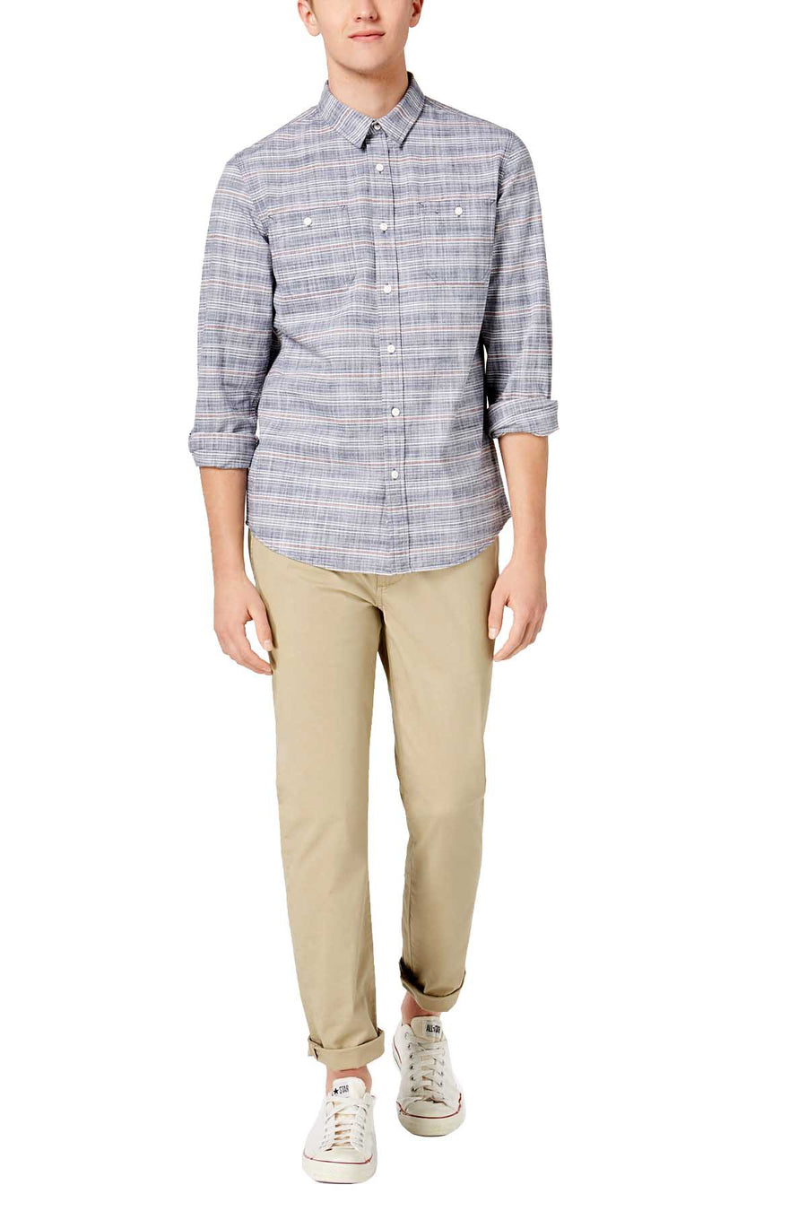 American Rag Blue Combo Culkin Striped Shirt