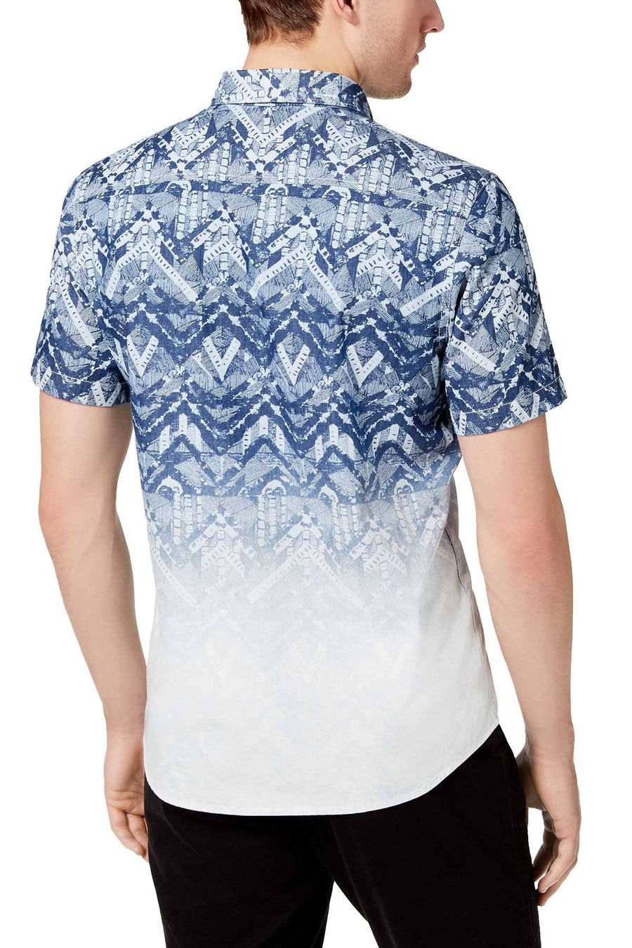 American Rag Blue Wash Geo-Print Ombre Shirt