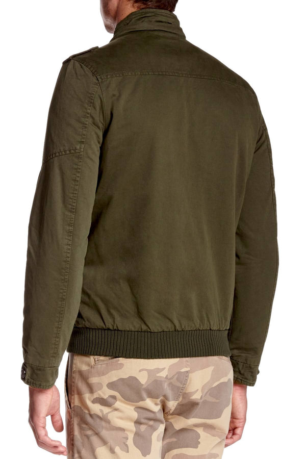 American Stitch Olive Mock-Neck Hooded Jacket
